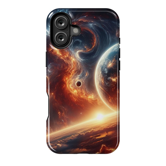 iPhone 16 Plus StrongFit Fire Sunset Universe by JohnnyVillas