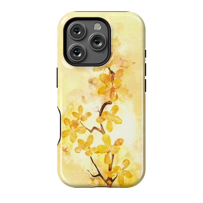 iPhone 16 Pro StrongFit Yellow Tropical Branch by Creativeaxle