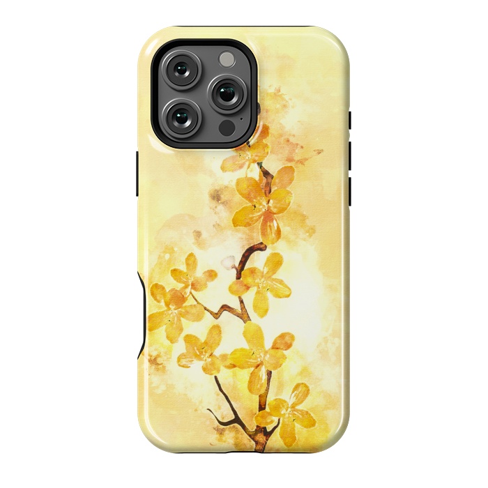 iPhone 16 Pro Max StrongFit Yellow Tropical Branch by Creativeaxle