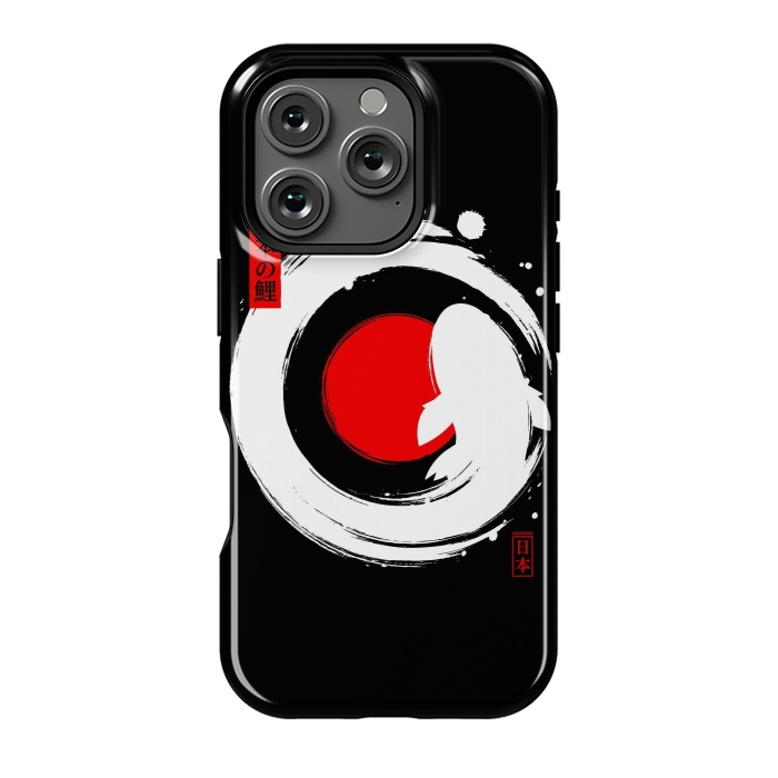 iPhone 16 Pro StrongFit White Koi Japanese Enso by LM2Kone