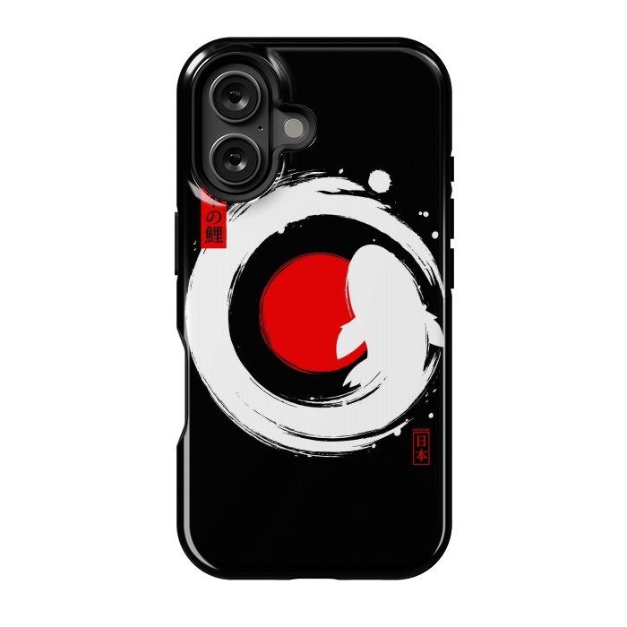 iPhone 16 StrongFit White Koi Japanese Enso by LM2Kone