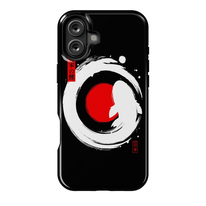 iPhone 16 Plus StrongFit White Koi Japanese Enso by LM2Kone