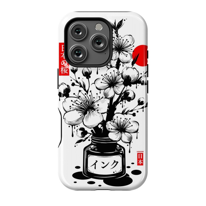 iPhone 16 Pro StrongFit Black Cherry Blossom Japanese Ink by LM2Kone