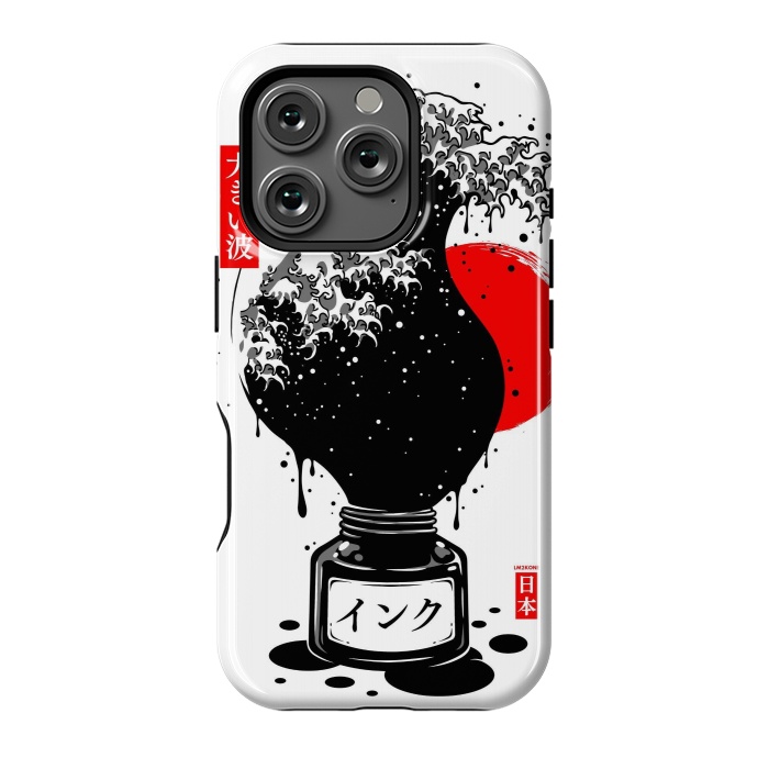 iPhone 16 Pro StrongFit Black Kanagawa's wave Japanese Ink by LM2Kone