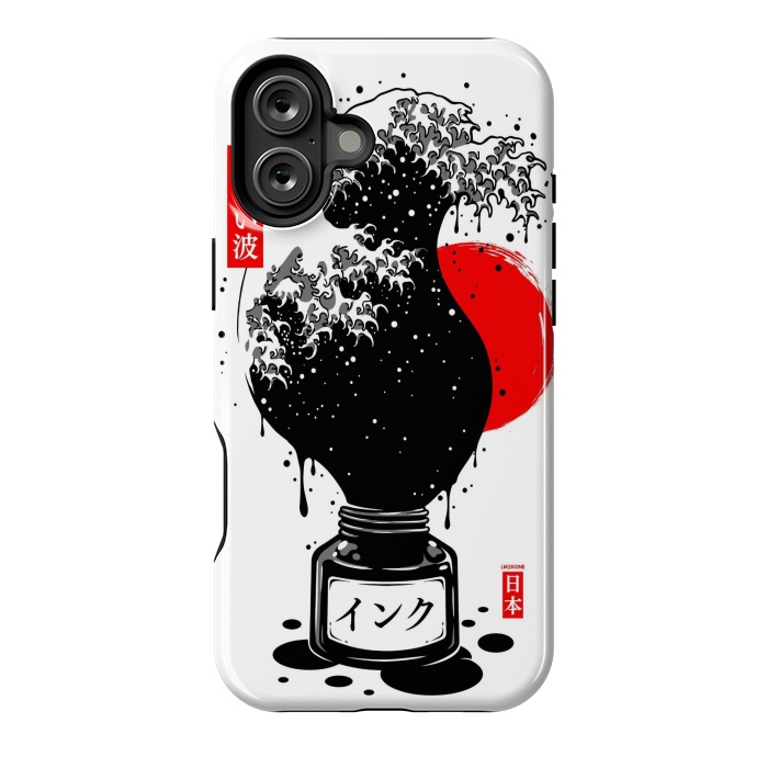 iPhone 16 Plus StrongFit Black Kanagawa's wave Japanese Ink by LM2Kone