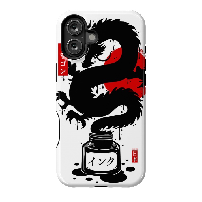 iPhone 16 Plus StrongFit Black Dragon Japanese Ink by LM2Kone