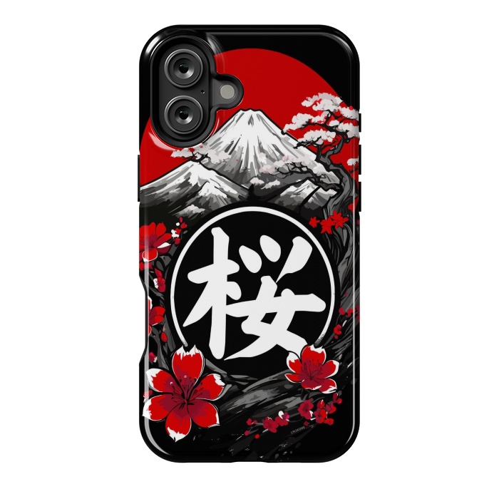 iPhone 16 Plus StrongFit Mount Fuji Cherry Blossoms by LM2Kone