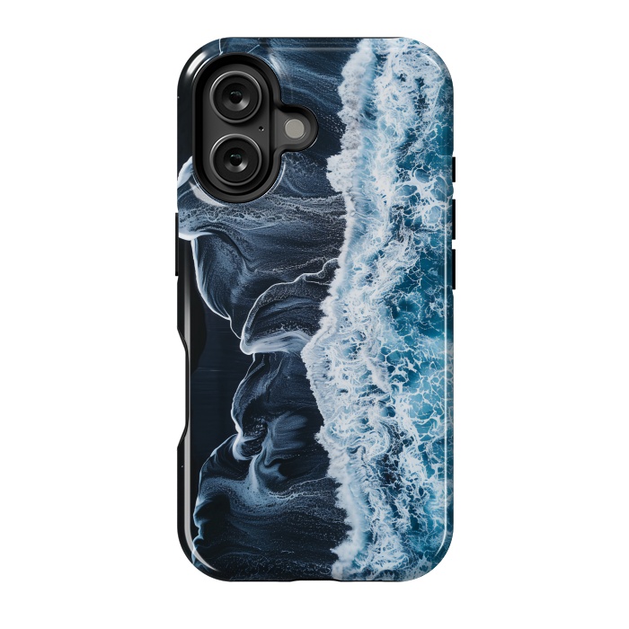 iPhone 16 StrongFit Icealnd black sand beach by haroulita