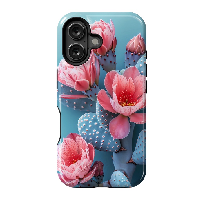 iPhone 16 StrongFit Pastel cactus flowers by haroulita