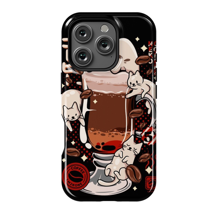 iPhone 16 Pro StrongFit Catpuccino - Coffee Kawaii Cat by LM2Kone