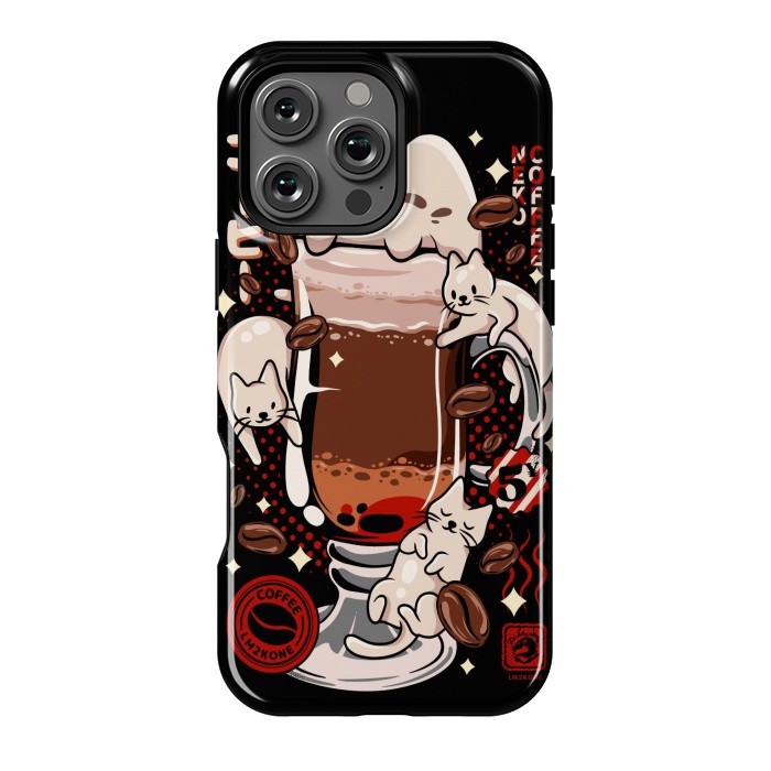 iPhone 16 Pro Max StrongFit Catpuccino - Coffee Kawaii Cat by LM2Kone