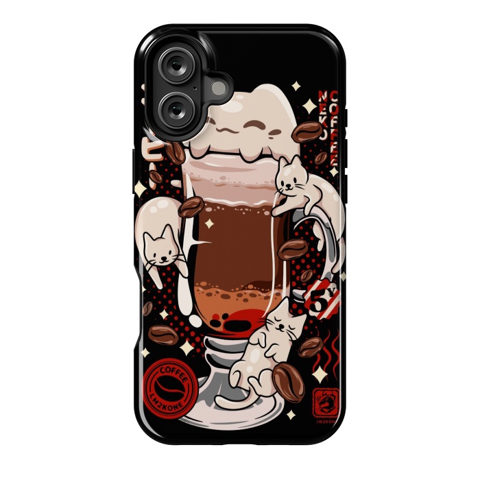 iPhone 16 Plus StrongFit Catpuccino - Coffee Kawaii Cat by LM2Kone