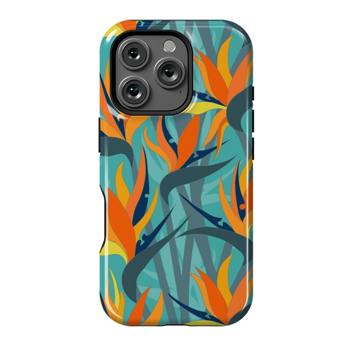 iPhone 16 Pro StrongFit Seamless Floral Pattern Plant Strelitzia G610 by Medusa GraphicArt