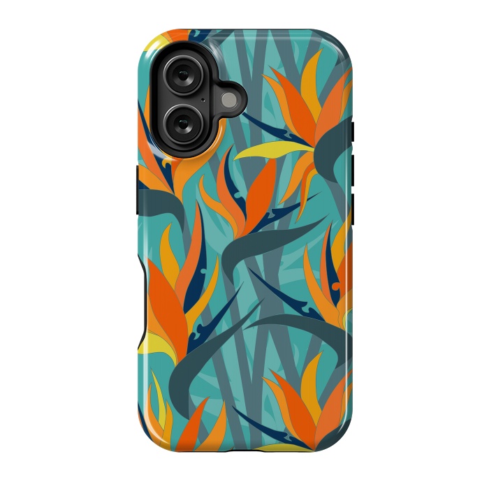 iPhone 16 StrongFit Seamless Floral Pattern Plant Strelitzia G610 by Medusa GraphicArt