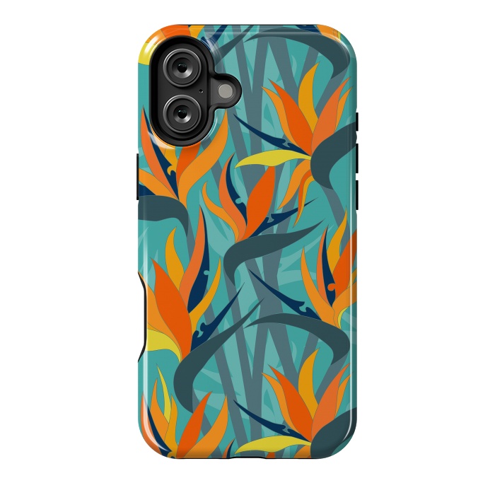 iPhone 16 Plus StrongFit Seamless Floral Pattern Plant Strelitzia G610 by Medusa GraphicArt