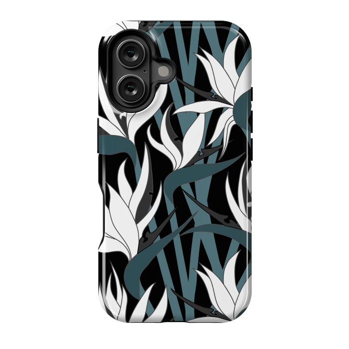 iPhone 16 StrongFit Seamless Floral Pattern Plant Strelitzia G611 by Medusa GraphicArt