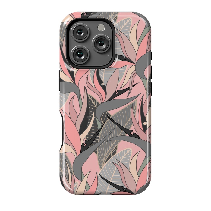 iPhone 16 Pro StrongFit Seamless Floral Pattern Plant Strelitzia G612 by Medusa GraphicArt