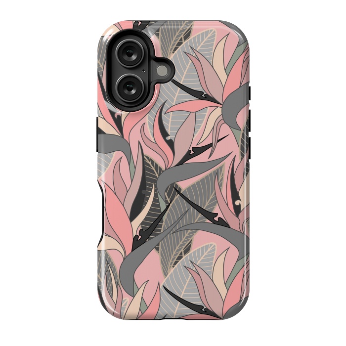 iPhone 16 StrongFit Seamless Floral Pattern Plant Strelitzia G612 by Medusa GraphicArt