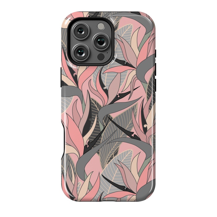 iPhone 16 Pro Max StrongFit Seamless Floral Pattern Plant Strelitzia G612 by Medusa GraphicArt