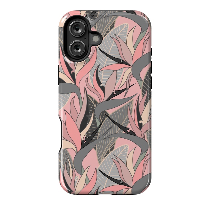 iPhone 16 Plus StrongFit Seamless Floral Pattern Plant Strelitzia G612 by Medusa GraphicArt