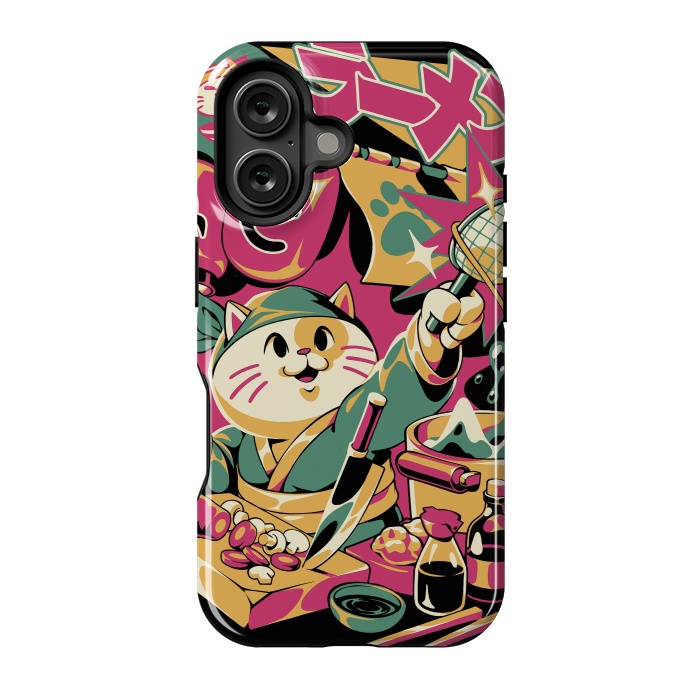 iPhone 16 StrongFit Neko Ramen - Black Version by Ilustrata