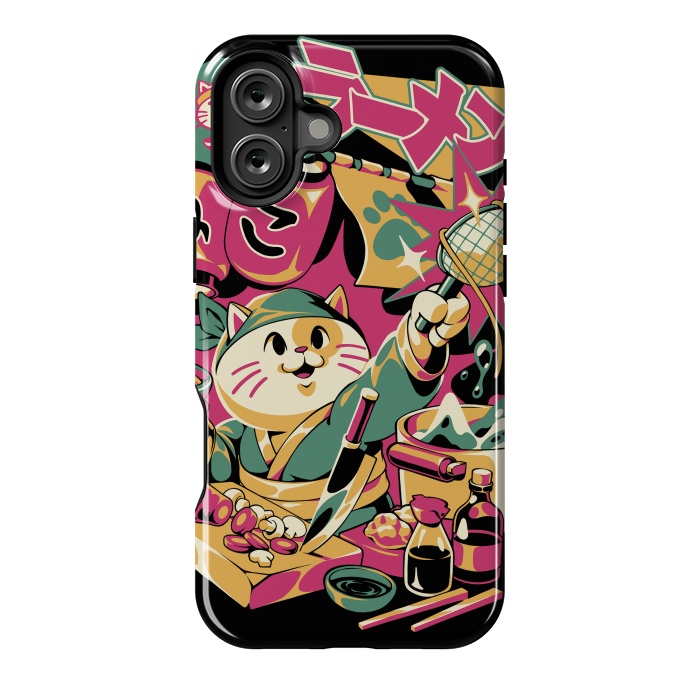 iPhone 16 Plus StrongFit Neko Ramen - Black Version by Ilustrata