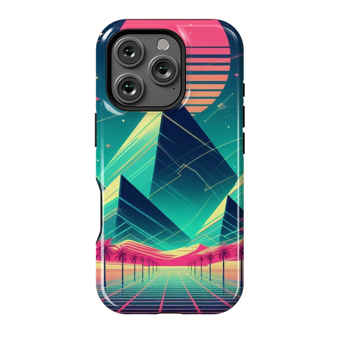 iPhone 16 Pro StrongFit 80s Neon Palm Pyramids by JohnnyVillas