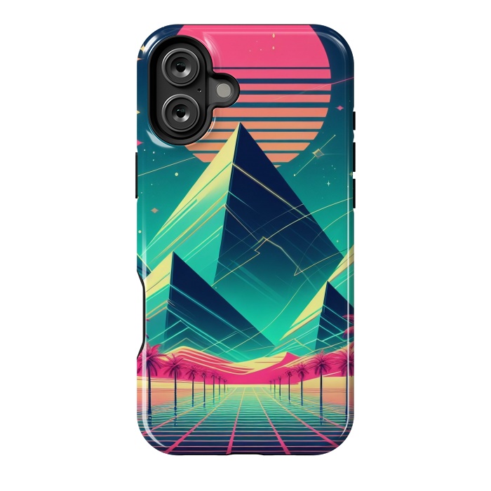 iPhone 16 Plus StrongFit 80s Neon Palm Pyramids by JohnnyVillas