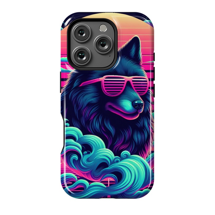 iPhone 16 Pro StrongFit 80s Synthwave Wolf by JohnnyVillas