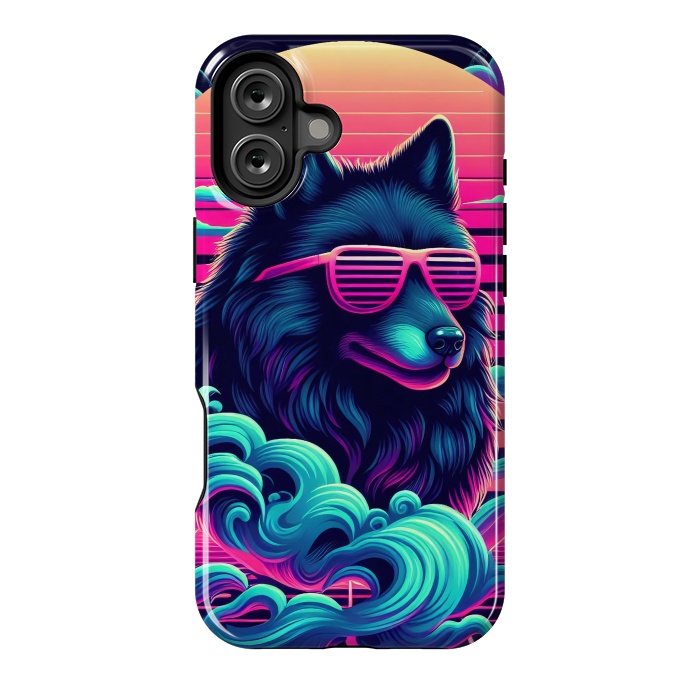 iPhone 16 Plus StrongFit 80s Synthwave Wolf by JohnnyVillas