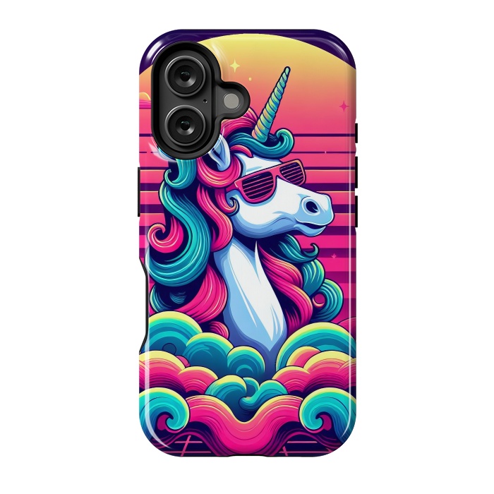 iPhone 16 StrongFit 80s Neon Unicorn by JohnnyVillas