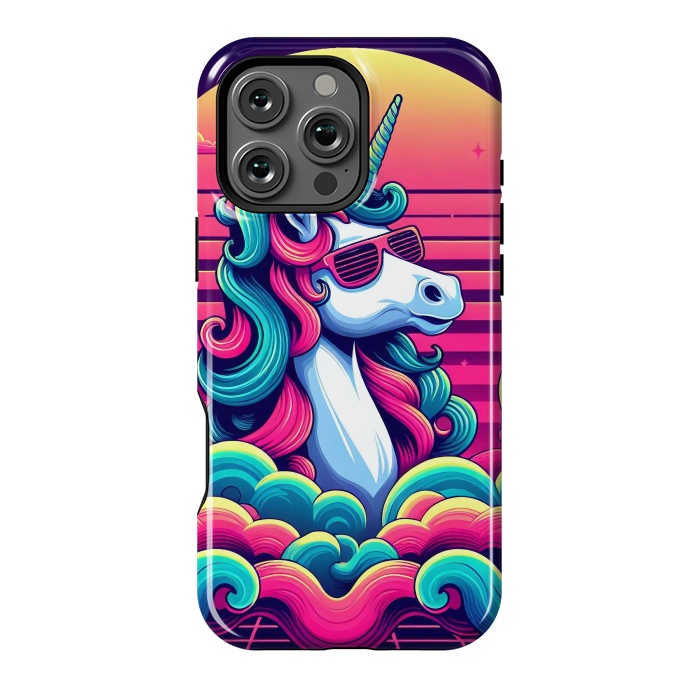 iPhone 16 Pro Max StrongFit 80s Neon Unicorn by JohnnyVillas