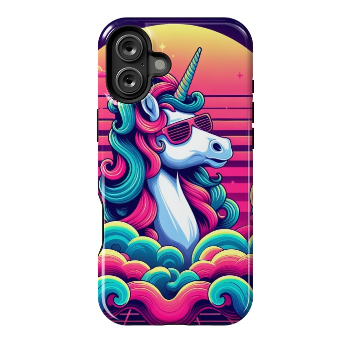 iPhone 16 Plus StrongFit 80s Neon Unicorn by JohnnyVillas