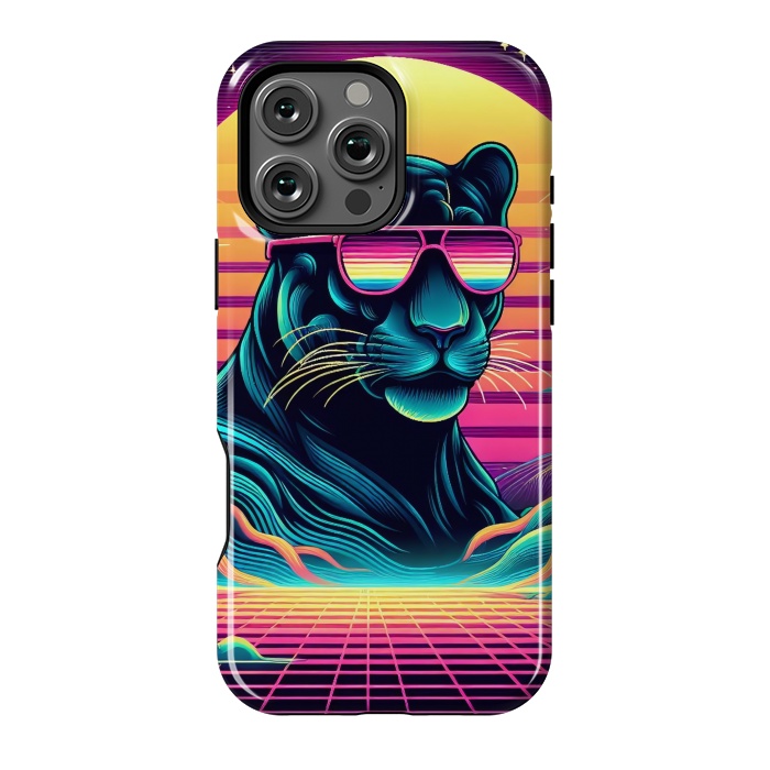 iPhone 16 Pro Max StrongFit 80s Neon Black Panther by JohnnyVillas