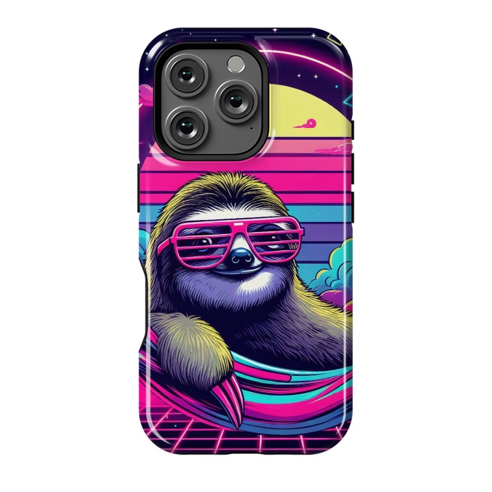 iPhone 16 Pro StrongFit 80s Neon Sloth by JohnnyVillas