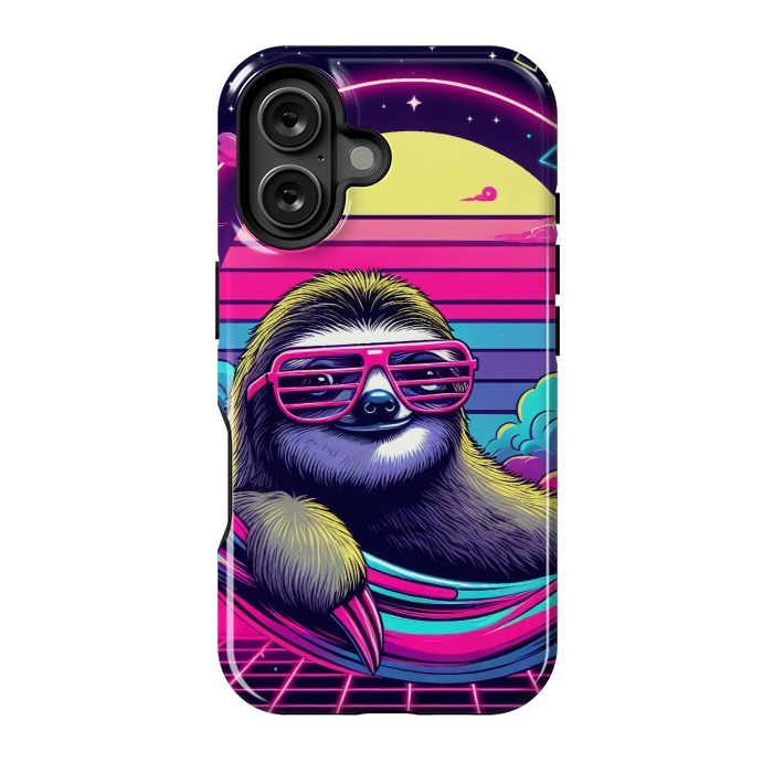 iPhone 16 StrongFit 80s Neon Sloth by JohnnyVillas