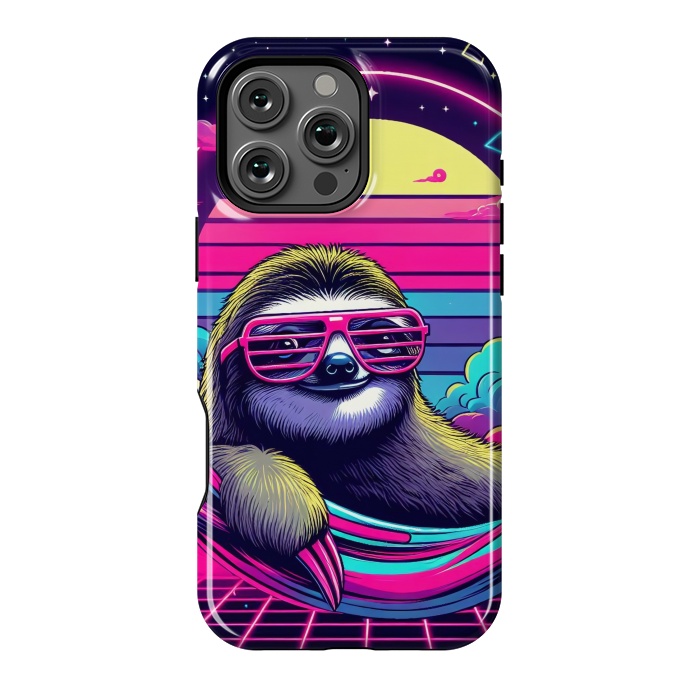 iPhone 16 Pro Max StrongFit 80s Neon Sloth by JohnnyVillas