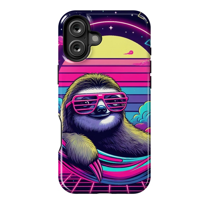 iPhone 16 Plus StrongFit 80s Neon Sloth by JohnnyVillas