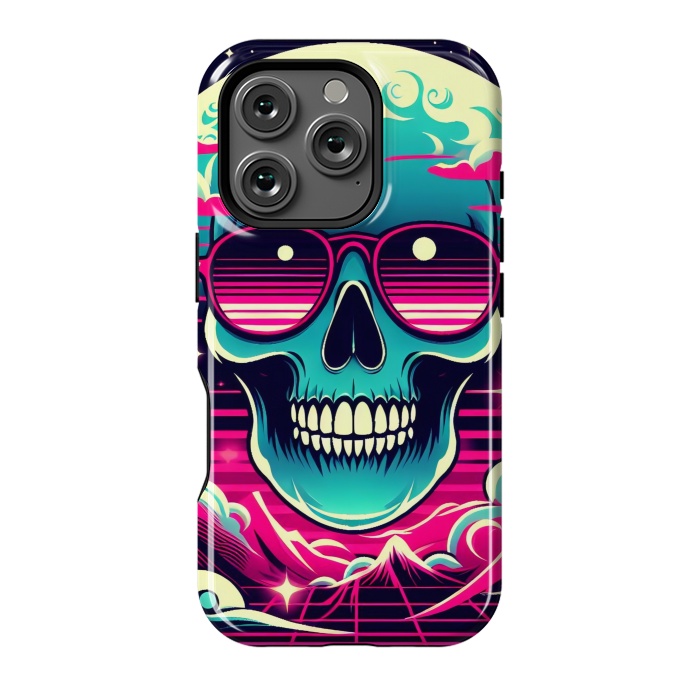 iPhone 16 Pro StrongFit Summer Neon Skull by JohnnyVillas