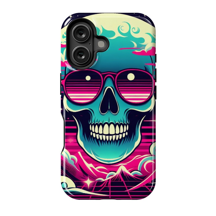 iPhone 16 StrongFit Summer Neon Skull by JohnnyVillas