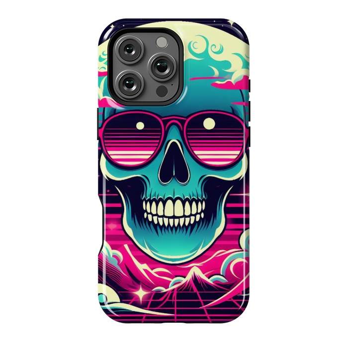 iPhone 16 Pro Max StrongFit Summer Neon Skull by JohnnyVillas