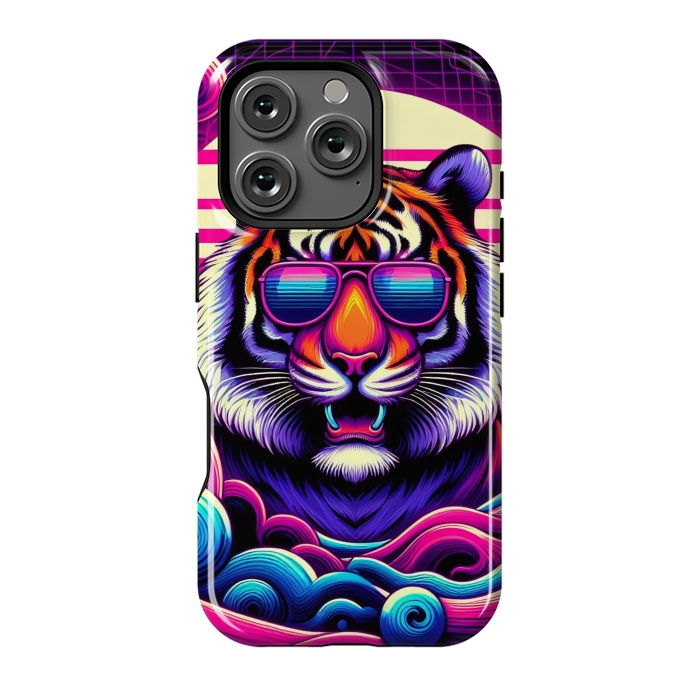 iPhone 16 Pro StrongFit 80s Neon Lion by JohnnyVillas