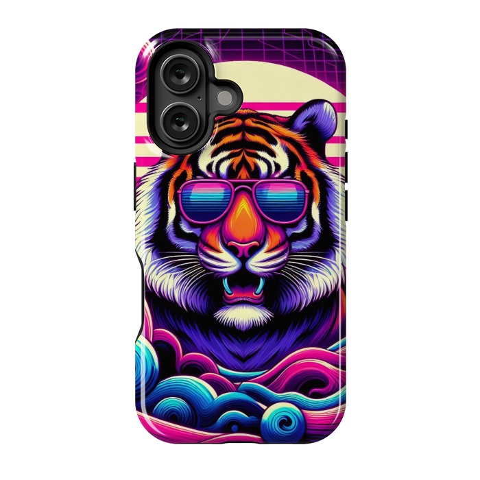 iPhone 16 StrongFit 80s Neon Lion by JohnnyVillas