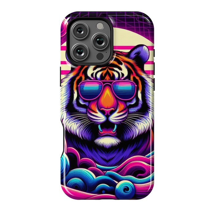 iPhone 16 Pro Max StrongFit 80s Neon Lion by JohnnyVillas