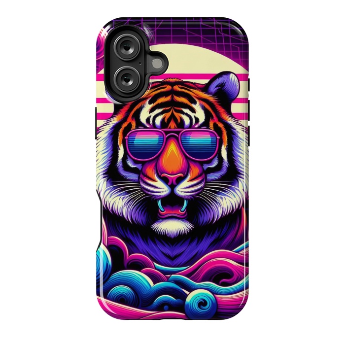 iPhone 16 Plus StrongFit 80s Neon Lion by JohnnyVillas