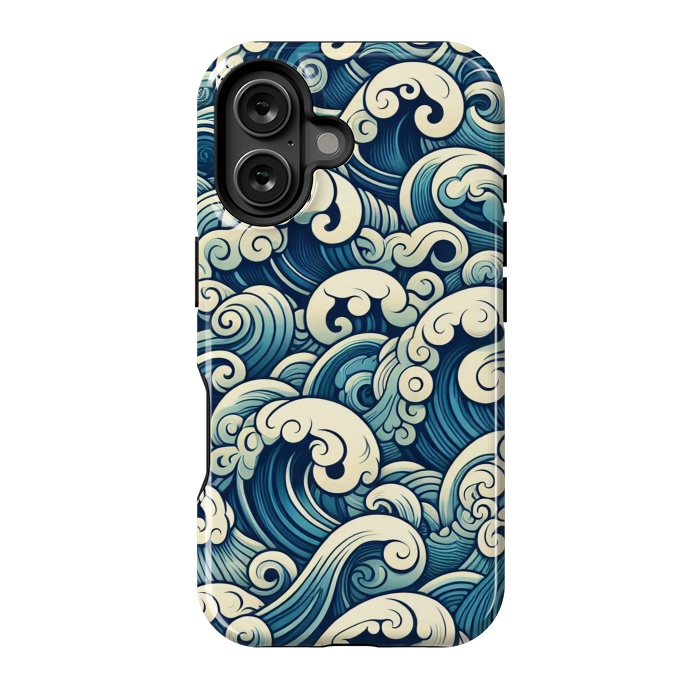 iPhone 16 StrongFit Blue Japanese Waves by JohnnyVillas