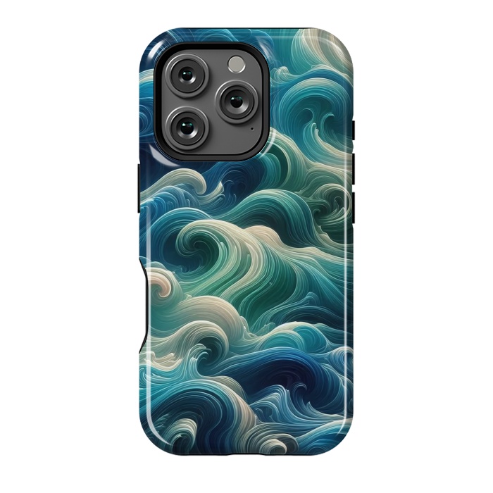 iPhone 16 Pro StrongFit Blue Swirling Waves by JohnnyVillas