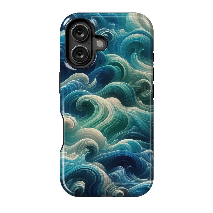 iPhone 16 StrongFit Blue Swirling Waves by JohnnyVillas