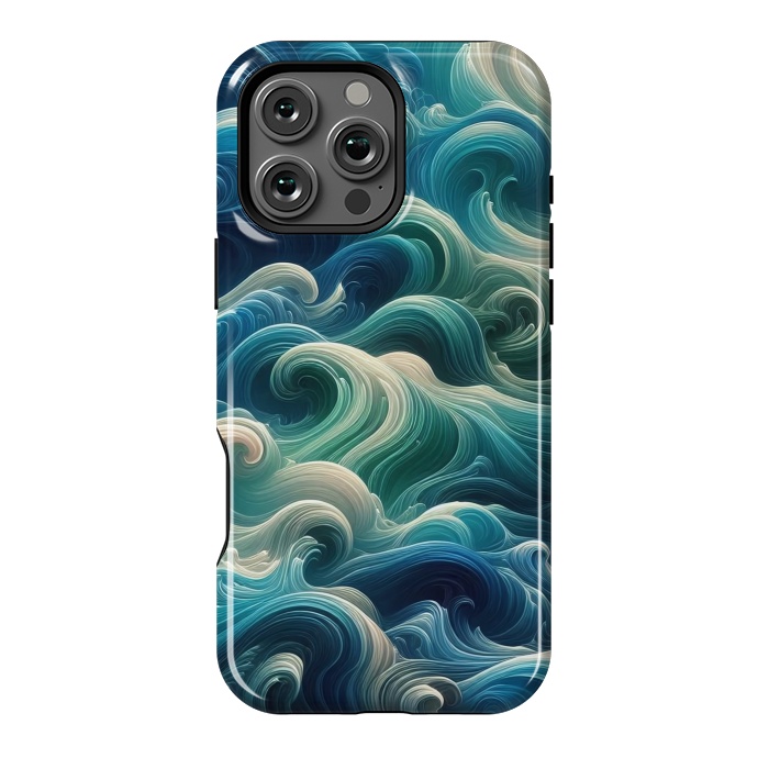 iPhone 16 Pro Max StrongFit Blue Swirling Waves by JohnnyVillas