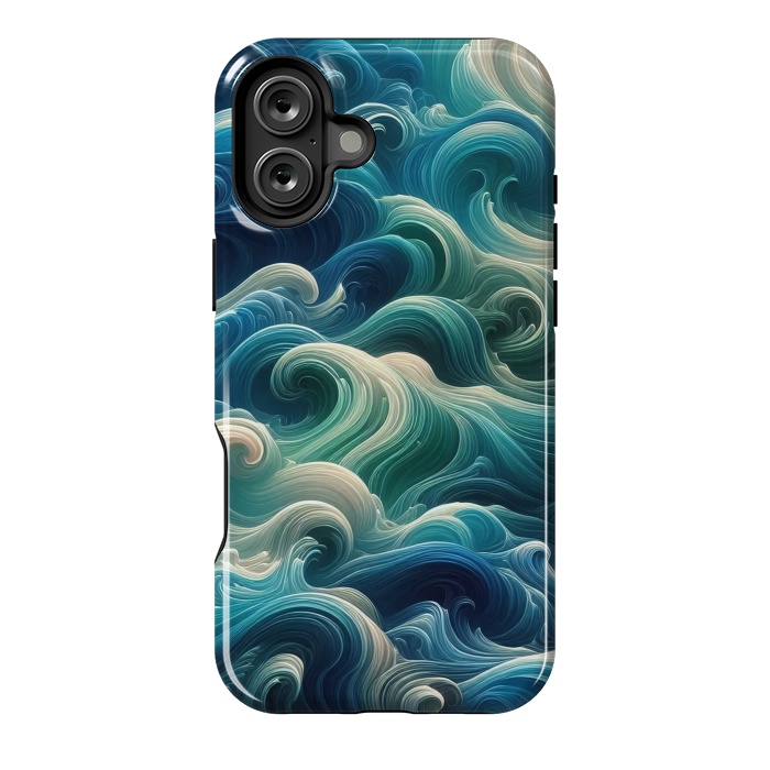 iPhone 16 Plus StrongFit Blue Swirling Waves by JohnnyVillas